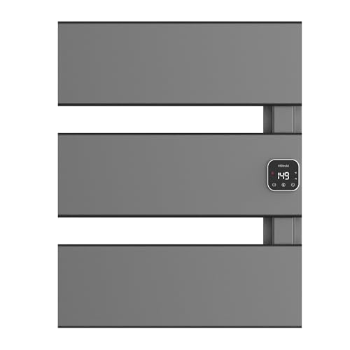 L Series Electric Towel Warmer for Bathroom, 3 Panel, Gun Gray | Thermo Control and Timer, Fast Heat in 3 Mins, Memory Function, Work with Smart Plug, Right-Wiring - color: Gun Gray, size: 3 Panel