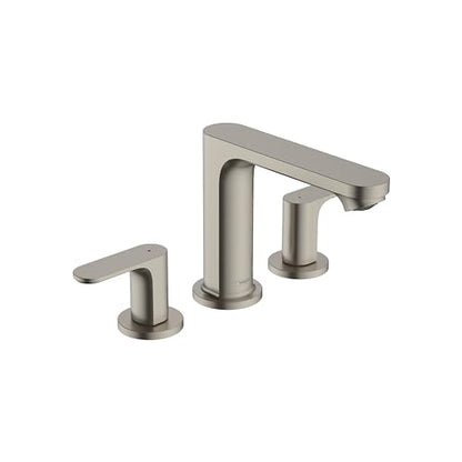 hansgrohe Rebris S Widespread Bathroom Faucet, 2-Handle, 3 Hole Bathroom Sink Faucet for Vanity with Pop-Up Drain Assembly, 1.2 GPM, Brushed Nickel, 72530821 - color: Brushed Nickel