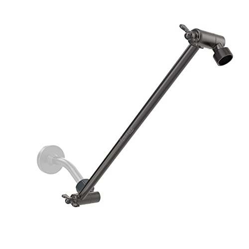 16-Inch Extra Long Shower Extension Arm. Solid Brass. Height/Angle Adjustable With a Unique Locking Gear for a Perfect Position Every time. Holds All Showerhead Sizes!! - color: Oil Rubbed Bronze