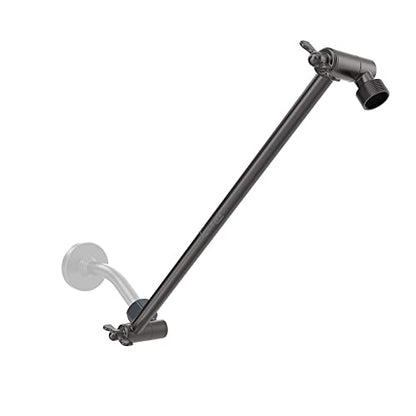 16-Inch Extra Long Shower Extension Arm. Solid Brass. Height/Angle Adjustable With a Unique Locking Gear for a Perfect Position Every time. Holds All Showerhead Sizes!! - color: Oil Rubbed Bronze