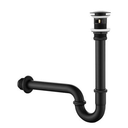 Bathroom Sink Stopper Set Bottle Trap, SUS304 1-1/4 inch Slip Inlet Drain Complete Kit, Lavatory Sink Stopper Set w/Overflow, General US/CA Standard, Matte Black - color: #Matte Black