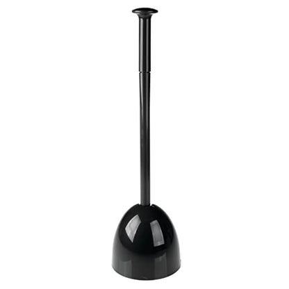 mDesign Plastic Freestanding Hideaway Toilet Bowl Plunger with Holder Set - Plunger for Bathroom Storage and Cleaning Organization - Heavy Duty, Space Saving - Aura Collection - Black