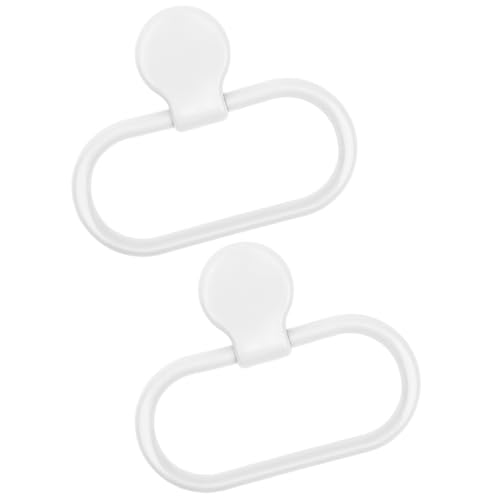 FOMIYES 2pcs Adhesive Hand Towel Ring Bathroom Towel Holder Wall Mounted Shelf White Easy Install Kitchen Hanger for Shower and Washcloth