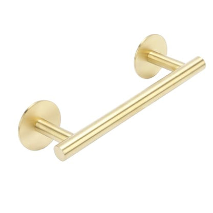 9" Self Adhesive Brushed Gold Towel Holder, No Drill Small Bathroom Organizer, 304SS - color: Brushed Gold, size: 9 Inch