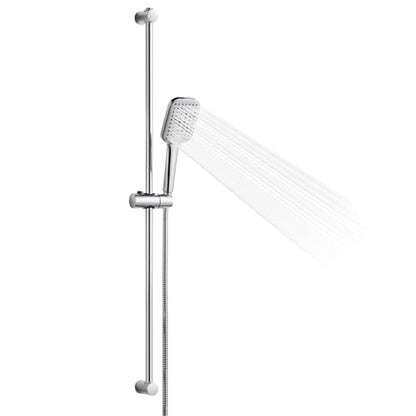 OFFO Shower Slide Bar Combo, Adjustable 39 in Slide Bar with 3-Mode Square Handheld Shower Head and 60 in Stainless Steel Hose, Screw Wall Mounted, Chrome Finish - style: Square 39" Slide Bar & 60" Hose