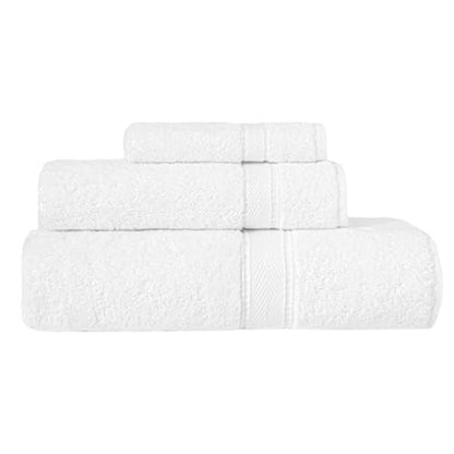 Supreme Terry 3-Piece 100% Turkish Cotton Towel Set, Hotel Quality Soft & Absorbent, 1 Luxury Bath Towel 1 Hand Towel 1 Washcloth-White - color: White, size: 3 Pcs Set