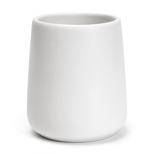 Bathroom Tumbler Cup Ceramic 13.5oz Reusable Toothbrush Cup 400ml, Toothbrush Holder Adequate for Your Bathroom (White) - color: White, size: 1pcs