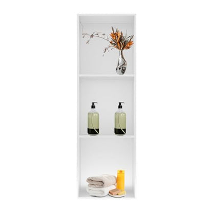 Recessed Shower Storage Shelf, 3-Tier Stainless Steel Niche Brushed Nickel, No Tiles Required, 35.4" H X 11" L Vertical Bathroom Storage Rack for Shampoo Soap (White) - color: White