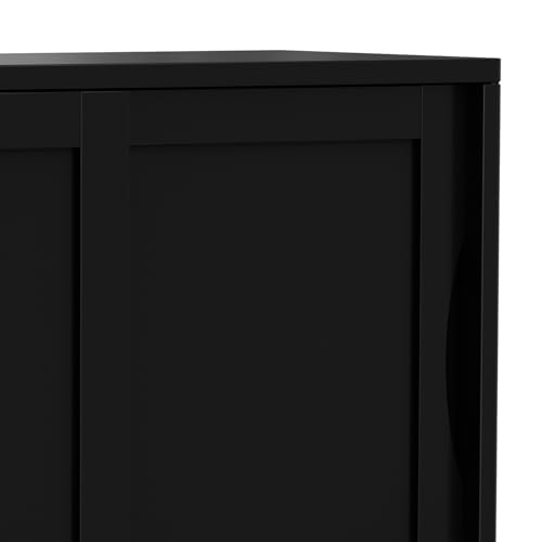 SIMPLIHOME Harper 40" Wide Solid Wood Cabinet in Walnut Brown - color: Black, size: 30 inch