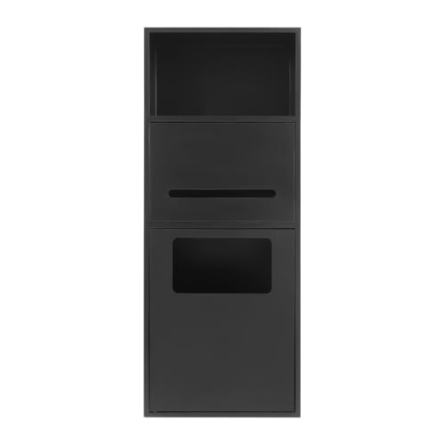 Recessed Toilet Paper Holder in Wall Tissue Toilet Roll Holder Stainless Steel recessed wall Niche Bathroom Toilet Paper Holder with Storage Cabinet for Kitchen Bedroom Hotel (27.5in-Black) - color: 27.5in-black
