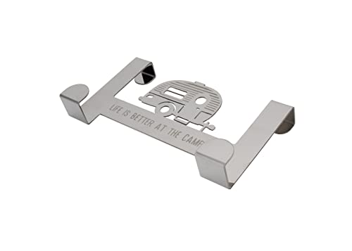 Camco Life is Better at The Campsite Over-The-Cabinet Hooks | Ideal for Small Spaces | Made of Durable Stainless Steel | (53381), Silver, Medium - size: Medium
