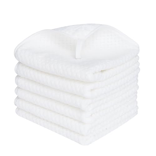 MaopaoBeauty Washcloth Set for Bathroom - Quick Drying - Ultra Soft Microfiber Absorbent Towel for Bath Fitness, Gym, Shower, Hotel, and Spa - 13x13 Inch | Set of 6, White - color: White Washcloth, size: Washcloth Set 6 Piece
