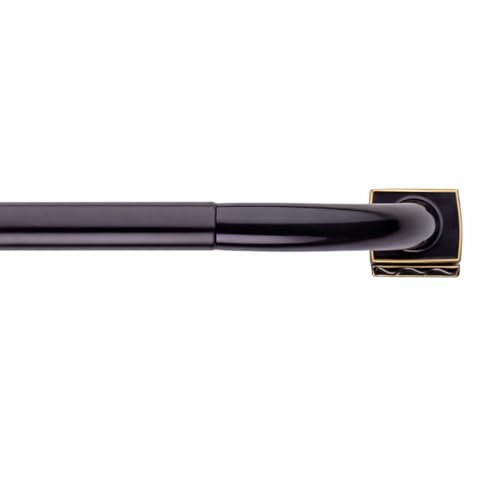 Wrap Around Curtain Rod 30 to 90 Inch,Heavy Duty Adjustable Metal Drapery Rod with French Return, 7/12" Curved Blackout Rod for Home & Office - color: Bronze Gold, size: 30-90