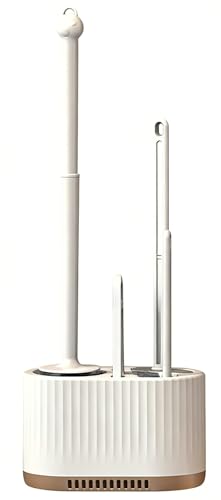 Basaza Toilet Brush and Holder Set Toilet Bowl Cleaning Brush and Holder for Bathroom 4 in 1 White Toilet Bowl Cleaner Brushes & Holders Floor Standing or Wall Mounted - color: White 4 in 1 Toilet Brush Set