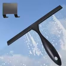 10 Inch Squeegee for Shower Glass Stainless Steel Streak-Free Glass Cleaner with Adhesive Holder Rubber Wiper Home Mirrors