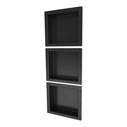 Tile Redi USA RNT1614S-14-14 Niche Triple Recessed Shower Shelf, Three Shelves, 42" H X 16" W, Black - size: 42" H X 16" W, style: 3 Shelves