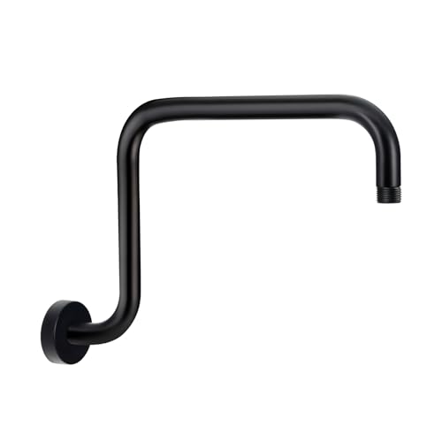 Shower Extension Arm, S shaped shower arm with Flange,Stainless Steel 13 Inch High Rise Shower Head Extender Arm,Matte Black,10Z3MK - color: Matte Black, style: S Shaped