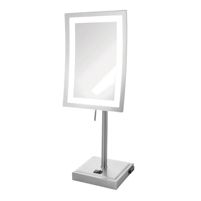 JERDON Lighted Makeup Mirror with 5X Magnification - Nickel - JRT910NL | 6.5" x 9" Rectangular Frame, LED Lighting, 17" Tall - color: Nickel