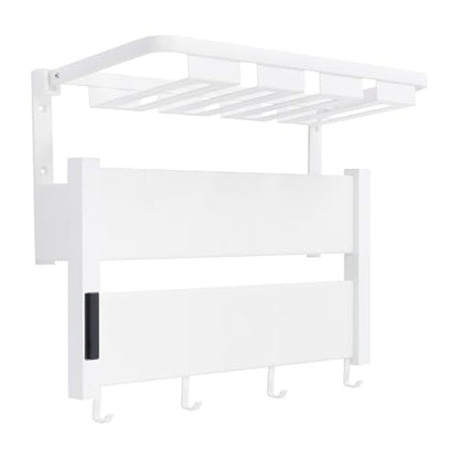 Electric Towel Warmer, Wall-Mounted Towel Heater with Timer, Foldable Shelf, 95-158℉ Temp, Aluminum Plug-in Bath Heater for Bathroom, 100W, IPX4 Water Prevention, 44lbs + 33lbs Capacity (Creamy White)
