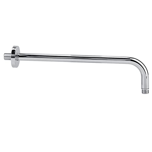Yctze Extra Long Shower Arm with Wall Fixed Chrome Finish, Stainless Steel Rain Replacement Flange Set, 18in Extension Pipe for Rain Shower