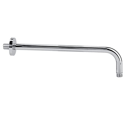 Yctze Extra Long Shower Arm with Wall Fixed Chrome Finish, Stainless Steel Rain Replacement Flange Set, 18in Extension Pipe for Rain Shower