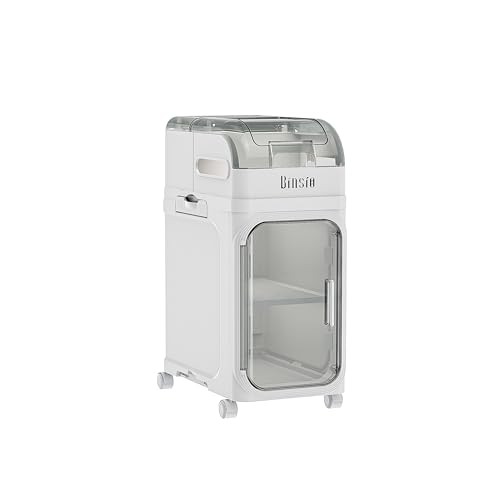 BINSIO 2-Tier Bathroom Counter Storage Cabinet, Slim Vanity Organizer with Clear Doors, Small Bathroom Storage Cabinet with Built-in Tissue Storage for Toiletries, Wipes and Bathroom Essentials - size: 2 Tiers
