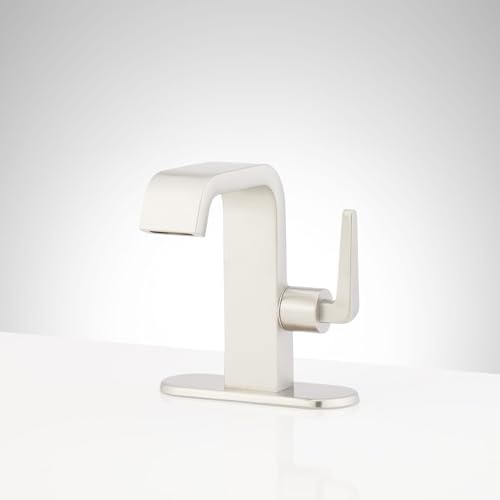 Signature Hardware Drea 1.2 GPM Single Hole Bathroom Faucet | Includes - Pop-Up Drain Assembly - Brushed Nickel