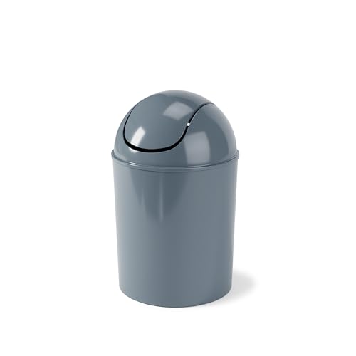 Umbra 1.25 Gallon Mini Waste Can with Removable Swing-Top Lid - Small Garbage Bin for Kitchen, Bathroom, Bedroom, Office - Compact Trash Can Fit Under Tables & Counters - Slate Blue - color: Slate Blue