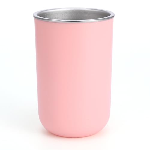 Stainless Steel Mouth Wash Cup, 12 oz Reusable Toothbrush Cup Pink Stainless Steel Bathroom Tumbler Mouthwash Cups Easy to Clean Drinking Tumblers for Home School Office