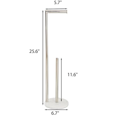 Marble Toilet Paper Holder Stand - Chrome, Freestanding with Storage, Floor Stand, Gold Toilet Roll Holder, Standing Paper Towel Holder - color: Chrome