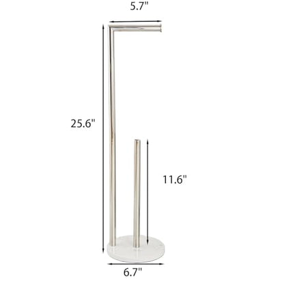Marble Toilet Paper Holder Stand - Chrome, Freestanding with Storage, Floor Stand, Gold Toilet Roll Holder, Standing Paper Towel Holder - color: Chrome