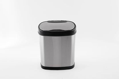 Ninestars Two-Piece Automatic Trash Can Combo Set, 13 Gal (50L) & 3 Gal (12L) Touchless Motion Sensor Garbage Cans with Odor-Sealing Lids, Matching Oval Stainless Steel, Black Trim