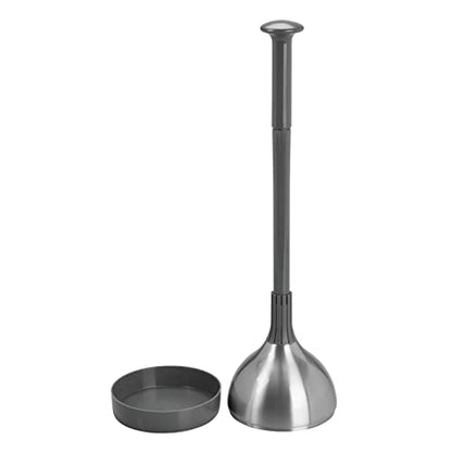 mDesign Bathroom Toilet Bowl Plunger Set with Lift & Lock Cover, Compact Discreet Freestanding Storage Caddy with Base, Modern Design - Heavy Duty Gray/Brushed Stainless Steel