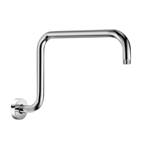 13 Inch S shaped Shower Arm,Stainless Steel Wall-Mounted High Rise Shower Head Extension Arm with Flange，Chrome,10Z1MK - color: Chrome, style: S Shaped