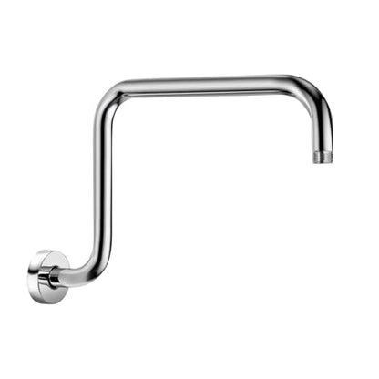 13 Inch S shaped Shower Arm,Stainless Steel Wall-Mounted High Rise Shower Head Extension Arm with Flange，Chrome,10Z1MK - color: Chrome, style: S Shaped