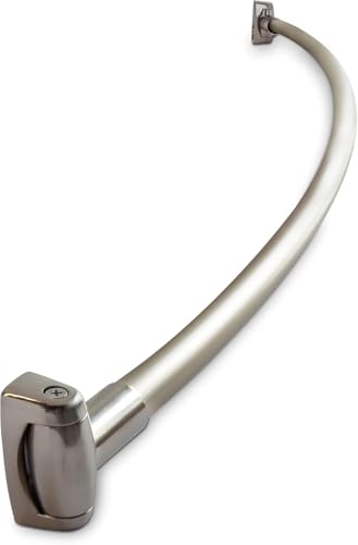 60-Inch Stainless Steel Curved Shower Curtain Rod, 5 Foot Mounted Non-Telescoping Rust Proof (Brushed Nickel) - color: Nickel