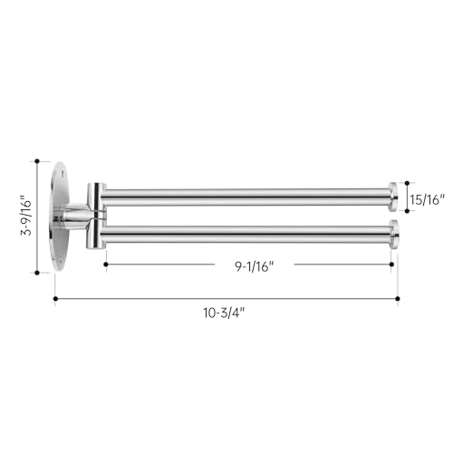 KES Swivel Towel Bar for Bathroom 9-Inch Kitchen Swing Out Double Towel Bar | 2-Arm, Kitchen Wall Mounted SUS 304 Stainless Steel, Polished Finish, A2106S23 - color: Polished Finish, size: 23cm