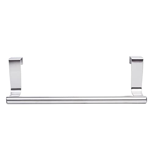 Mziart Modern Towel Bar with Hooks for Bathroom and Kitchen, Brushed Stainless Steel Towel Hanger Over Cabinet (9 inch) - size: 9 inch