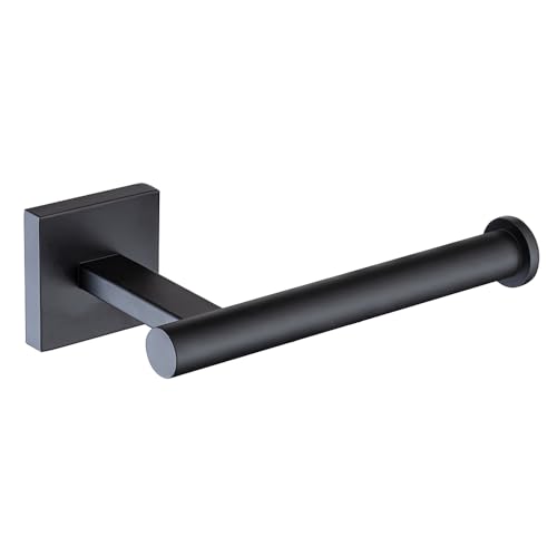 Wall-Mount Toilet Paper Holder, Open Arm, Matte Black | SUS304 stainless steel, screw mount, fits standard, large and mega rolls, concealed caps, mounting hardware included - color: Matte Black