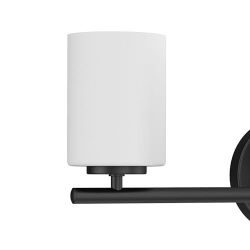 Progress Lighting 3-Light Etched Glass Modern Bath Vanity Light, Replay Collection, Indoor, P2159-31, Textured Black - color: Textured Black, size: 3-Light