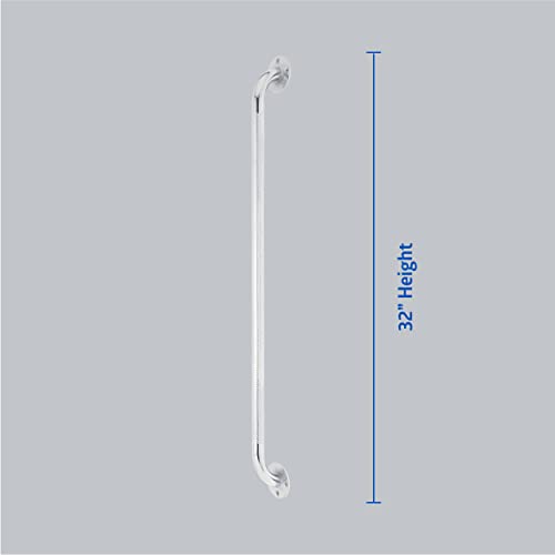 Medline Knurled Chrome 32” Grab Bar for Shower & Bathtub, Independence & Ease of Movement — For Elderly, Handicapped or Seniors, 300 lb. Capacity, 1 Bar - size: 32"