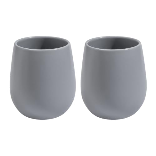 Ceramic Toothbrush Holders for Bathroom, Reusable Toothbrush Cups | Tooth Brushing Holders Set, Bathroom Tumbler Cups, Toothpaste Holder, Mouthwash Cup, Bathroom Counter Organizer (Grey, 2PCS) - color: Grey, size: 2 pieces