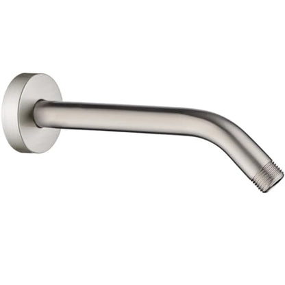 BRIGHT SHOWERS Shower Arm with Flange 10 Inches Solid Brass Shower Head Extension Arm, Wall Mounted Shower Pipe Arm for Rainfall Shower Head and Handheld Showerhead, Brushed Nickel - color: Brushed Nickel, style: Basic 10 Inch