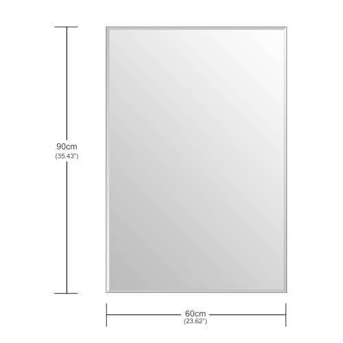Ruomeng 2-Pack Bathroom Vanity Mirrors for Wall 24" x 36", Frameless Rectangle Mirror with Beveled Edge for Over Sink, Wall Mounted Mirror - size: 36"x24"-2pcs