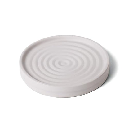 Home Bathroom Kitchen Use Diatomite Round Tray Ceramic Fast Dry Soap Holder (One Unit Light Grey) - color: Light Grey