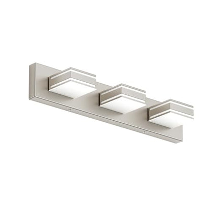 Ralbay 24inch Brushed Nickel Bathroom Vanity Lights 3-Light Metal Acrylic LED Modern Bathroom Wall Lighting Fixtures - color: Brushed Nickel, size: 24 inch