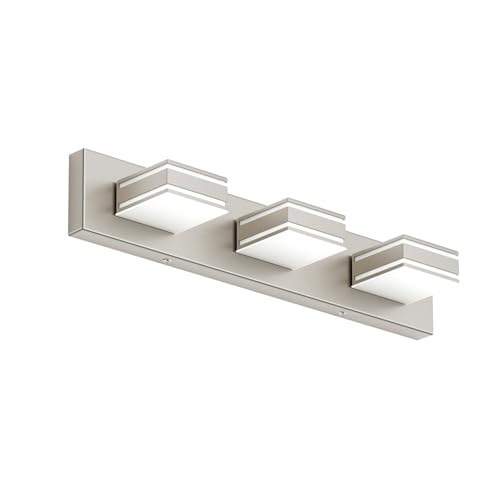 Ralbay 24inch Brushed Nickel Bathroom Vanity Lights 3-Light Metal Acrylic LED Modern Bathroom Wall Lighting Fixtures - color: Brushed Nickel, size: 24 inch