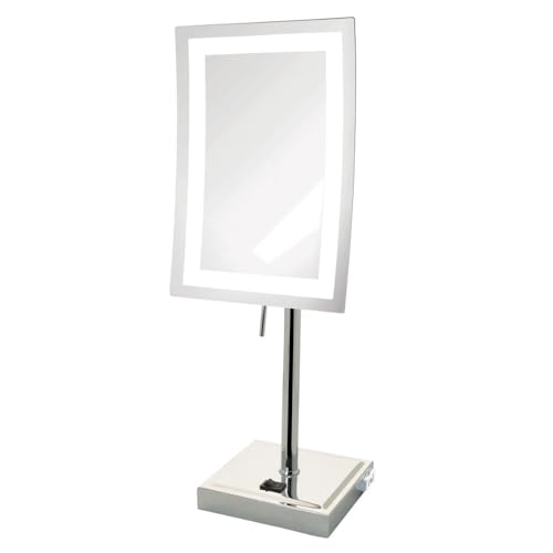 JERDON Lighted Makeup Mirror with 5X Magnification - Chrome - JRT910CL | 6.5" x 9" Rectangular Frame, LED Lighting, 17" Tall - color: Chrome