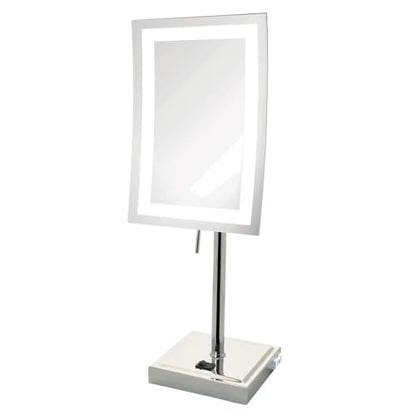 JERDON Lighted Makeup Mirror with 5X Magnification - Chrome - JRT910CL | 6.5" x 9" Rectangular Frame, LED Lighting, 17" Tall - color: Chrome
