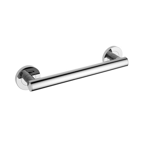 KIBI 12 Inch Stainless Steel Bathroom Safety Grab Bar | Straight Shaped Grab Bar for Bathtubs and Showers, Shower Safety Grab Bars for Seniors, Wall Mounted Anti-Slip Support (Chrome, KGB1112) - color: Chrome